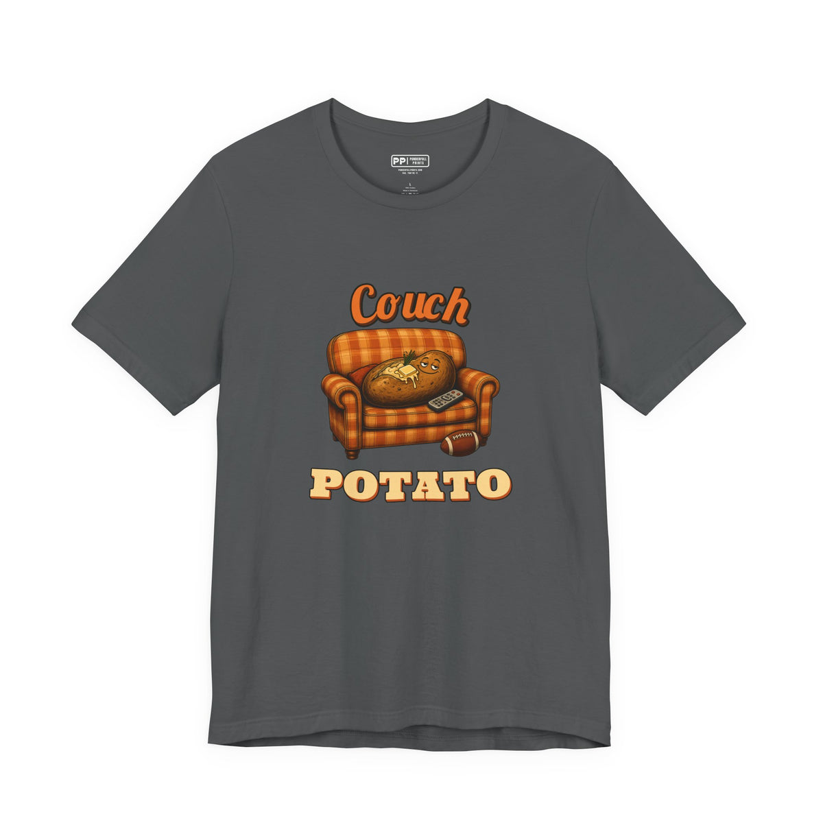Couch Potato Tee, Asphalt, front