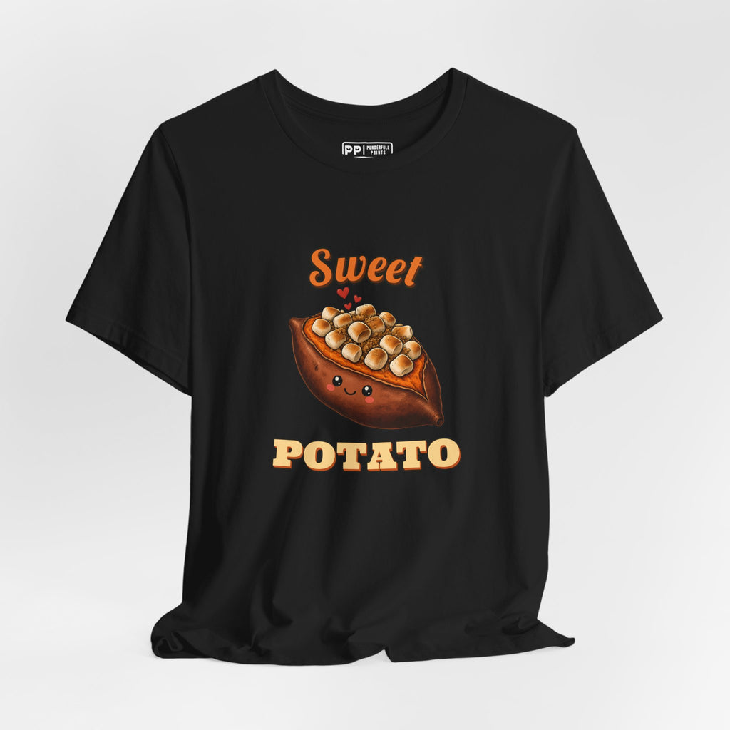 Sweet Potato Tee (Couch Potato Pair), Black, hanging