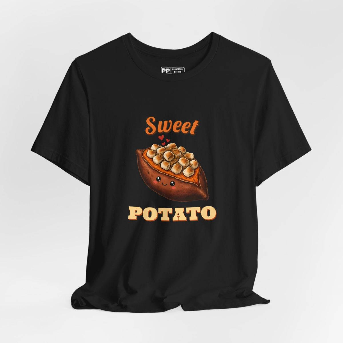 Sweet Potato Tee (Couch Potato Pair), Black, hanging