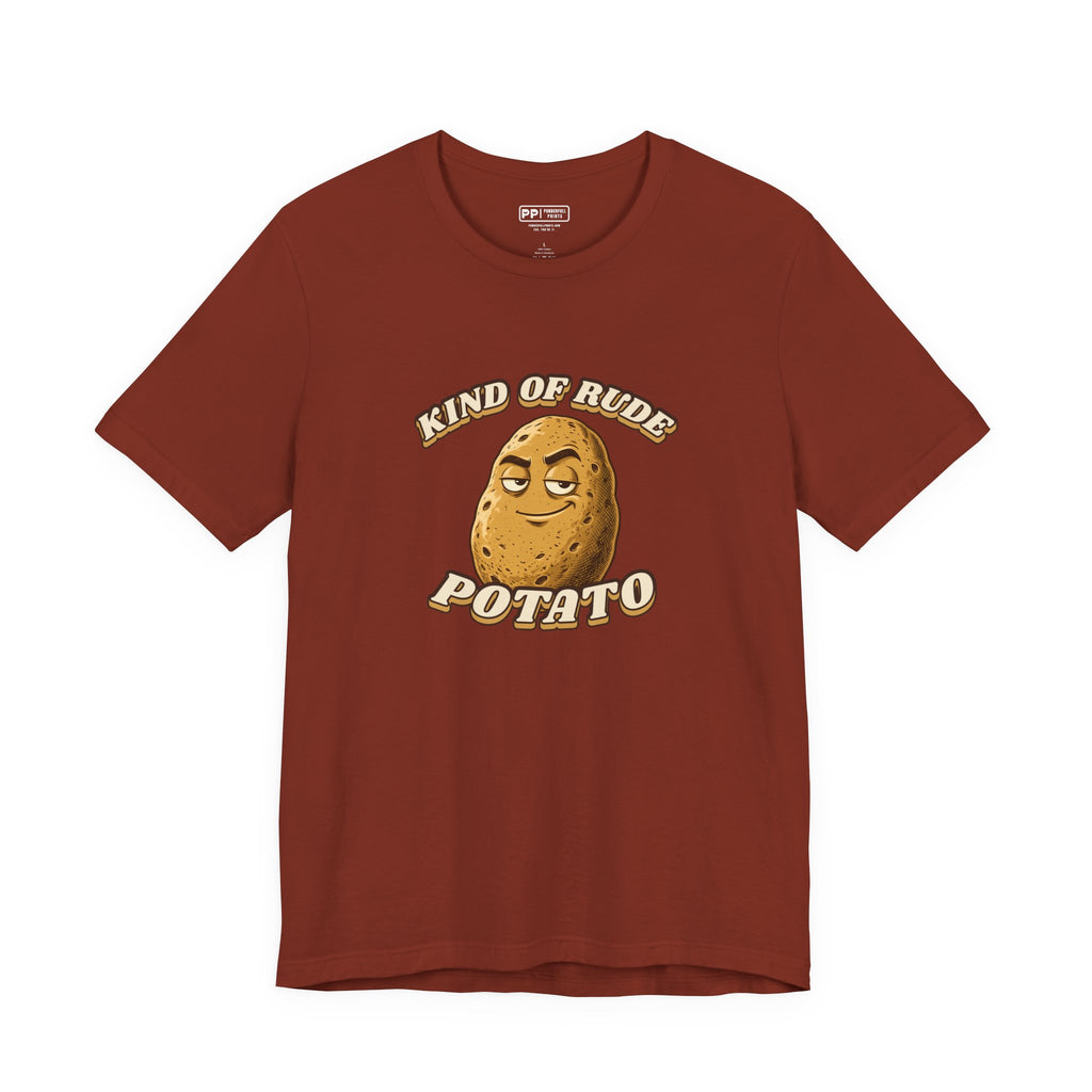 Kind of Rude Potato Tee, Rust, front