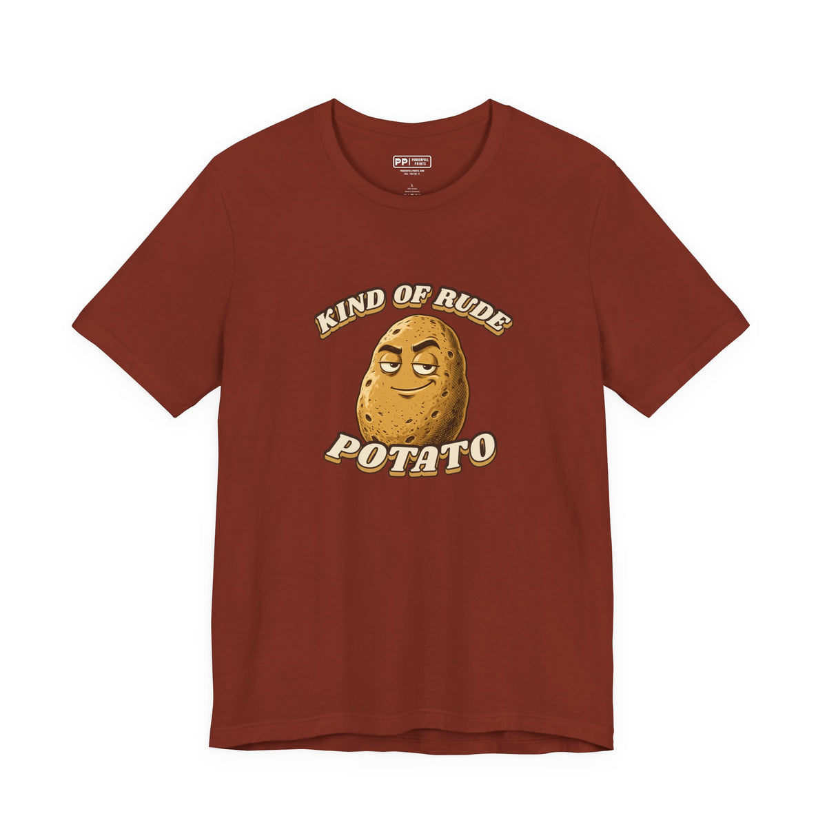 Kind of Rude Potato Tee, Rust, front