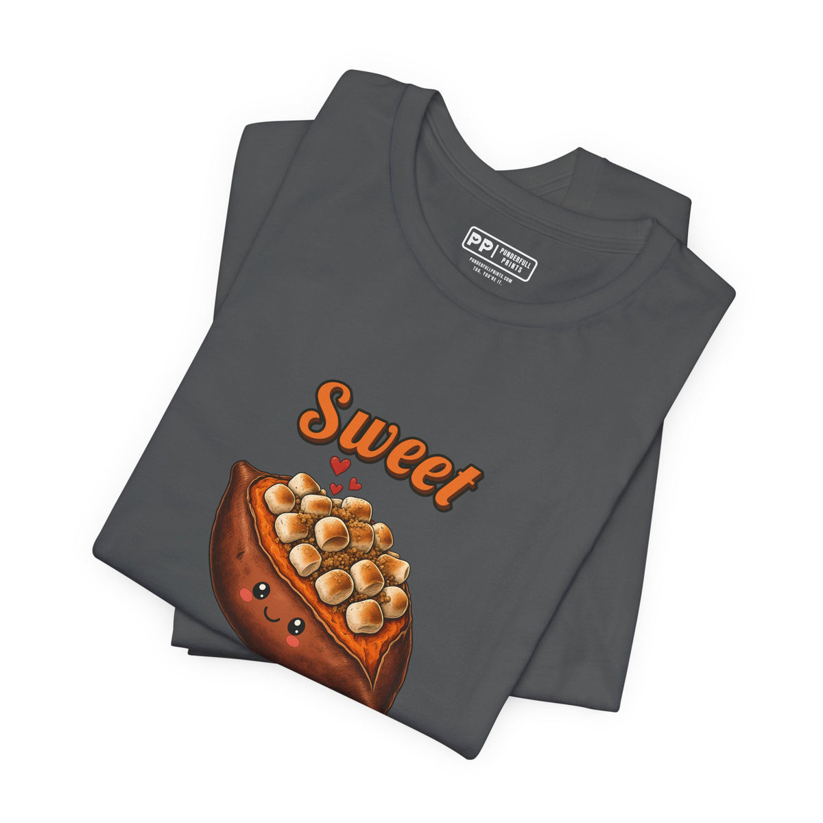 Sweet Potato Tee (Couch Potato Pair), Asphalt, folded