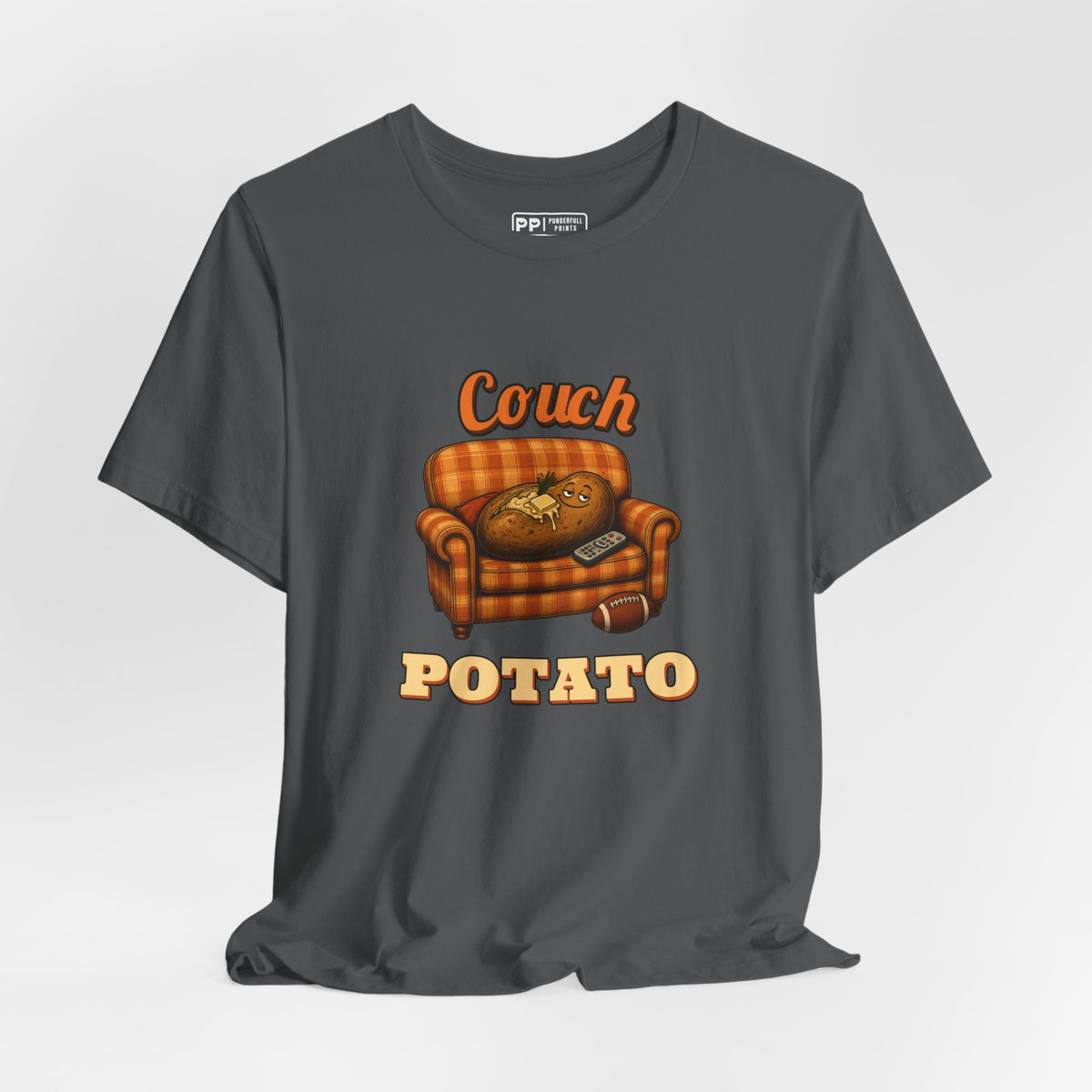 Couch Potato Tee, Asphalt, hanging