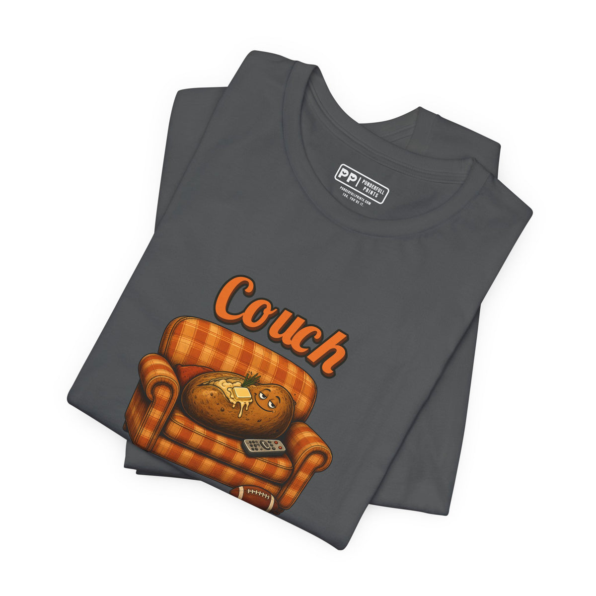 Couch Potato Tee, Asphalt, folded