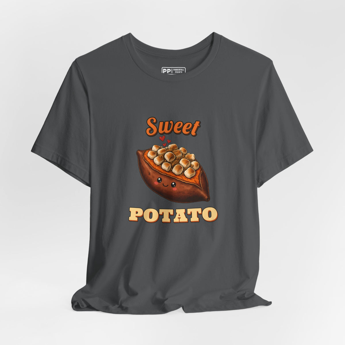 Sweet Potato Tee (Couch Potato Pair), Asphalt, hanging