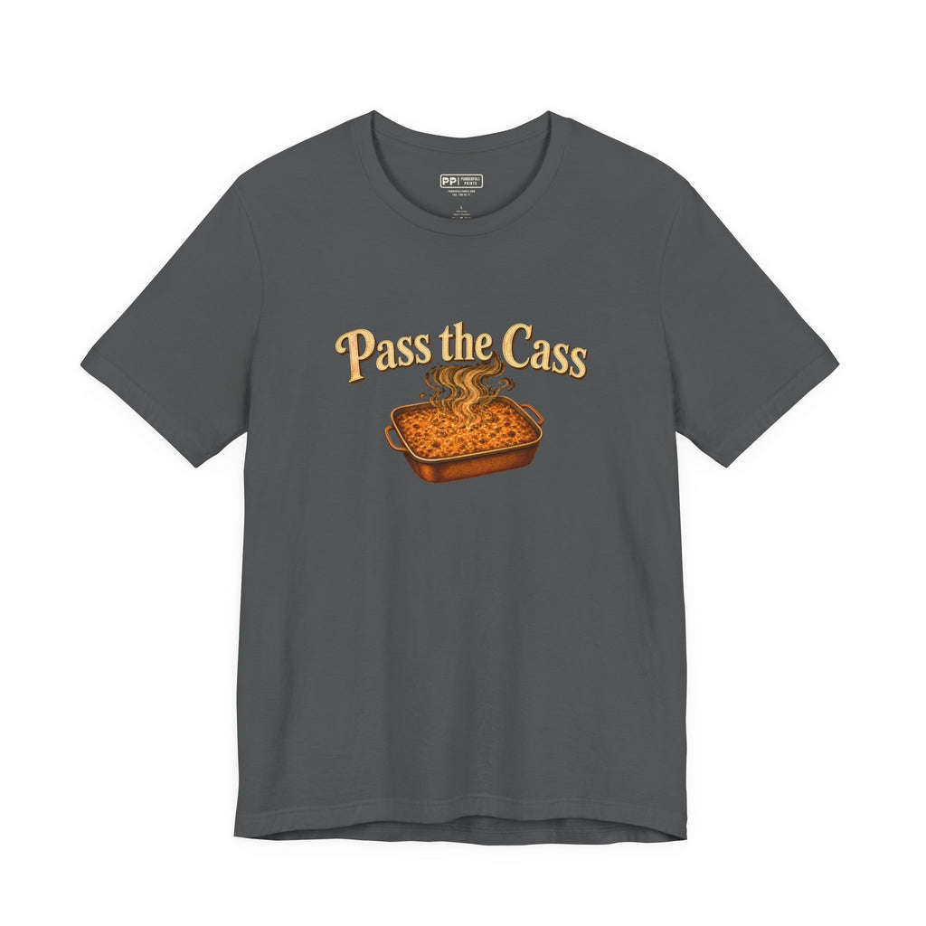 Pass the Cass Tee, Asphalt, flat front