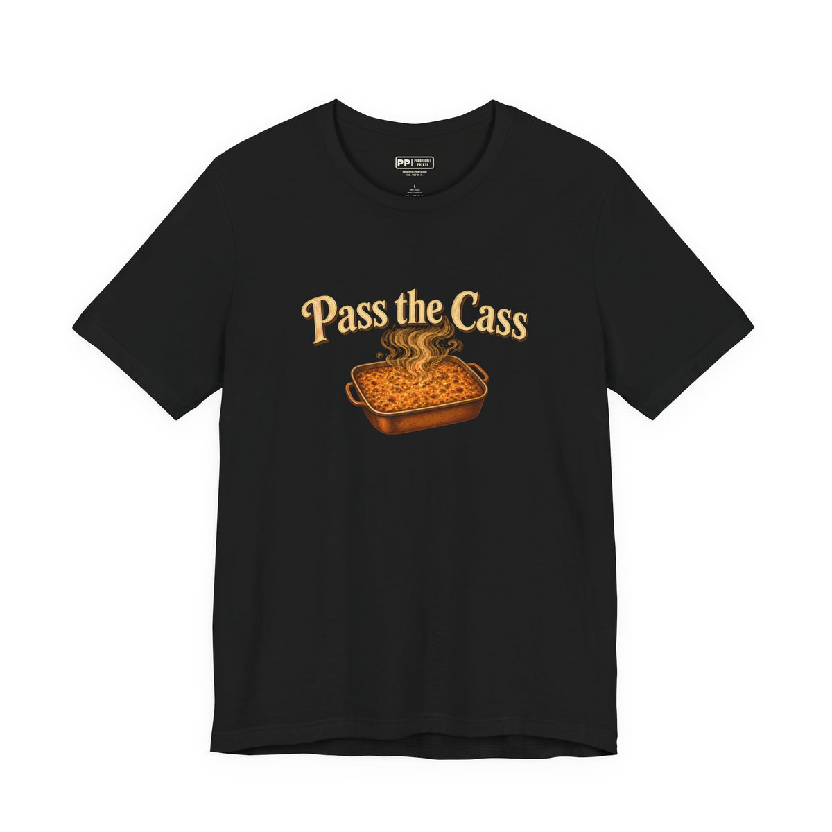 Pass the Cass Tee, Black, flat front