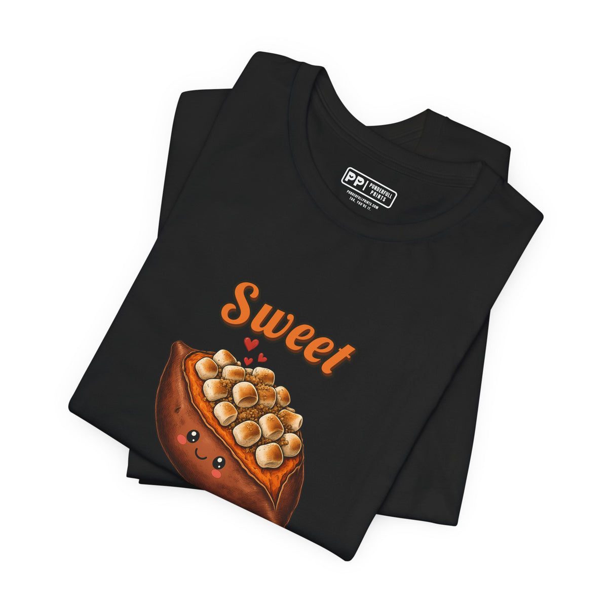 Sweet Potato Tee (Couch Potato Pair), Black, folded