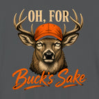 Oh, For Buck's Sake Tee, Asphalt, close-up