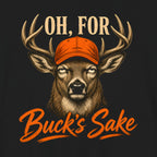 Oh, For Buck's Sake Tee, Black, close-up