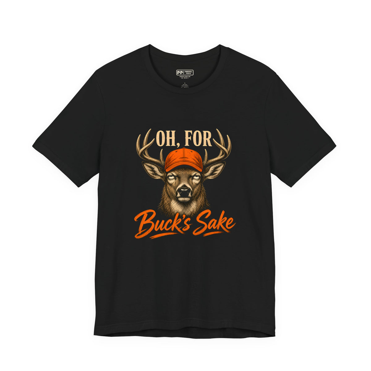 Oh, For Buck's Sake Tee, Black, front