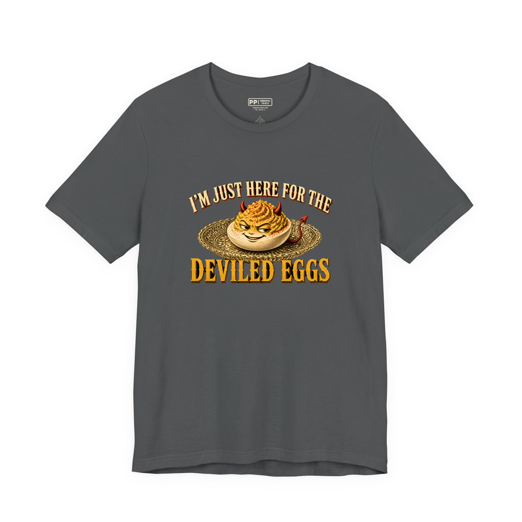 I'm Just Here for the Deviled Eggs Tee, Asphalt, front