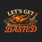 Let's Get Basted Tee, Black, close-up