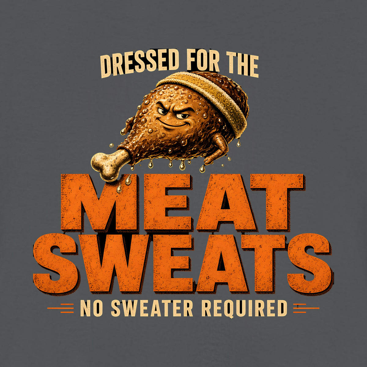Dressed for the Meat Sweats Tee, Asphalt, close-up