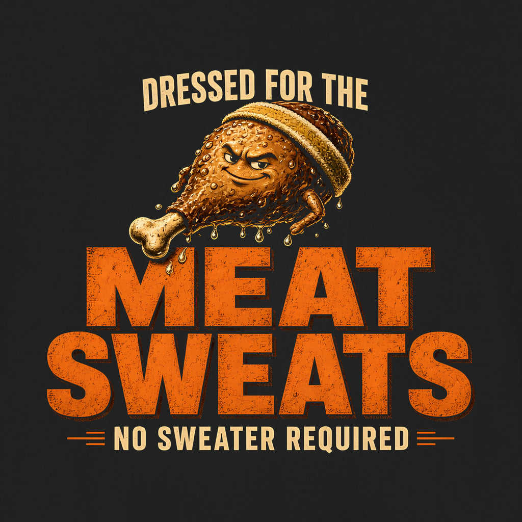 Dressed for the Meat Sweats Tee, Black, close-up