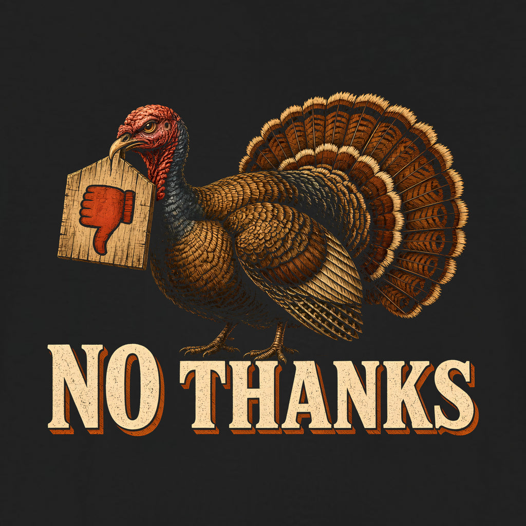 No Thanks Tee, Black, close-up