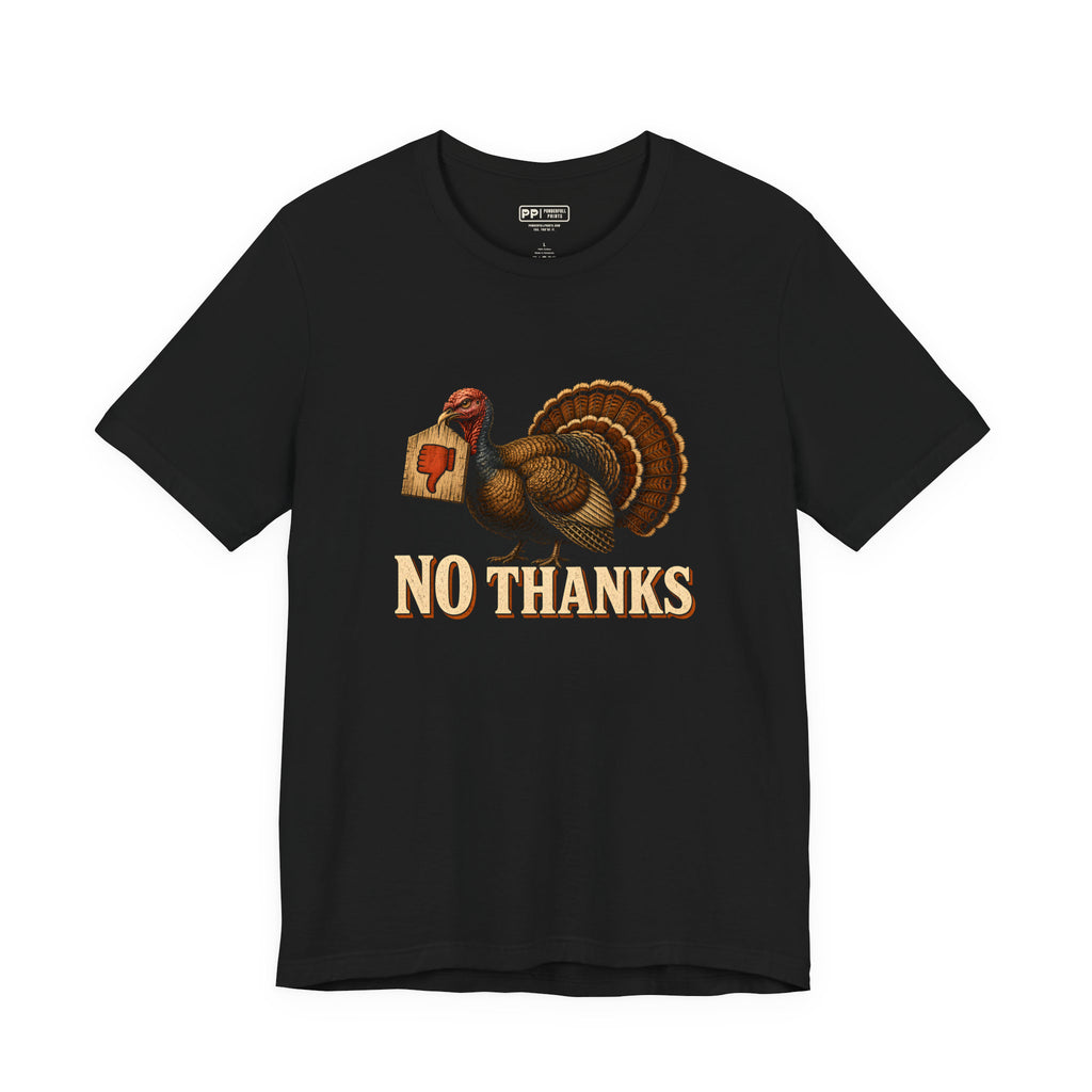 No Thanks Tee, Black, front