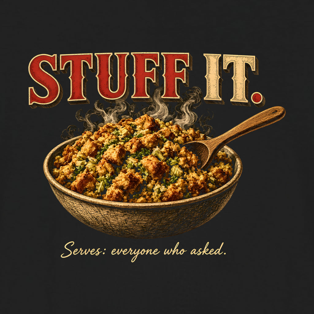 Stuff It Tee, Black, close-up