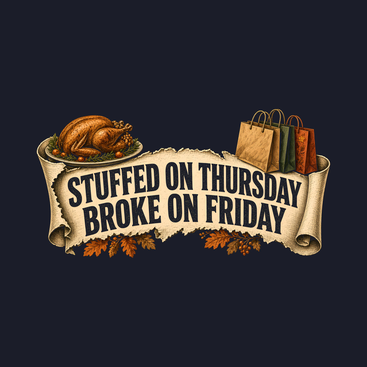 Stuffed on Thursday, Broke on Friday Tee: design